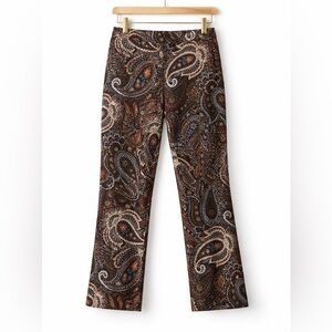 Joseph Ribkoff Paisley Slim Pants Size 10 Med Stretch Pull On Designer Trouser